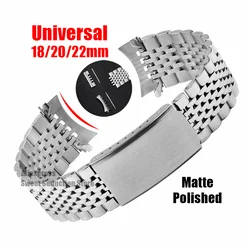 18mm 20mm 22mm Stainless Steel Watch Strap Quick Release 9-bead Universal Bracelet Polished Matte Metal Curved End Watch Band