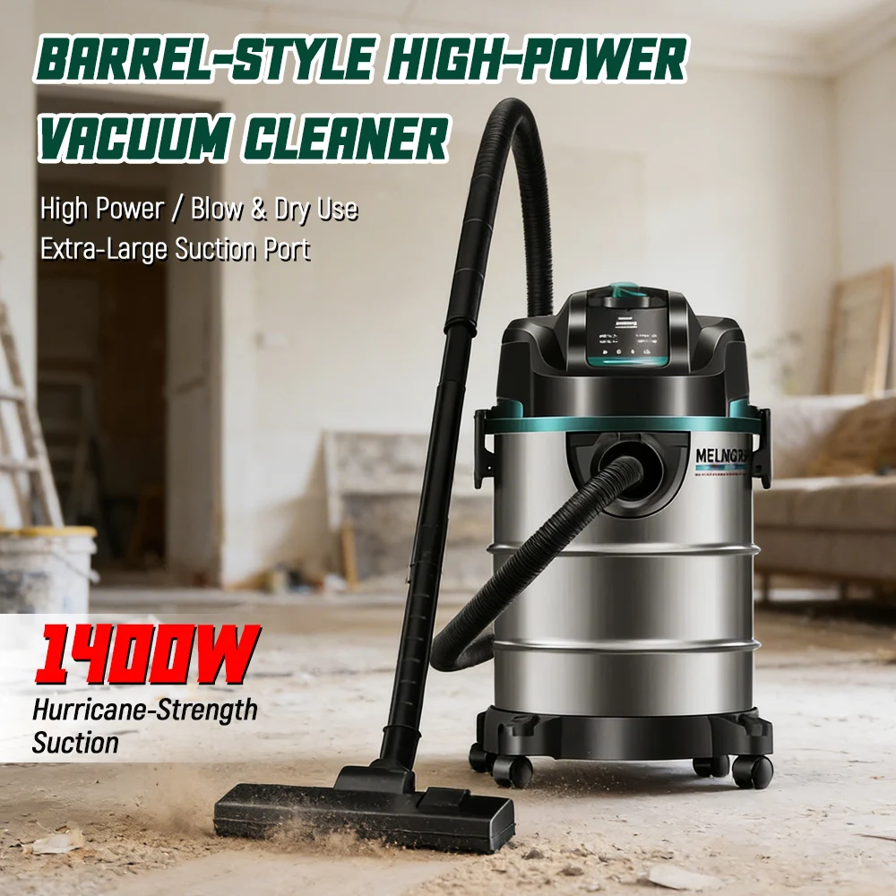 Tungfull Stainless Steel Barrel Vacuum Cleaner 35L/38L/48L Wet Dry Multi-functional Vacuum for Debris and Dust