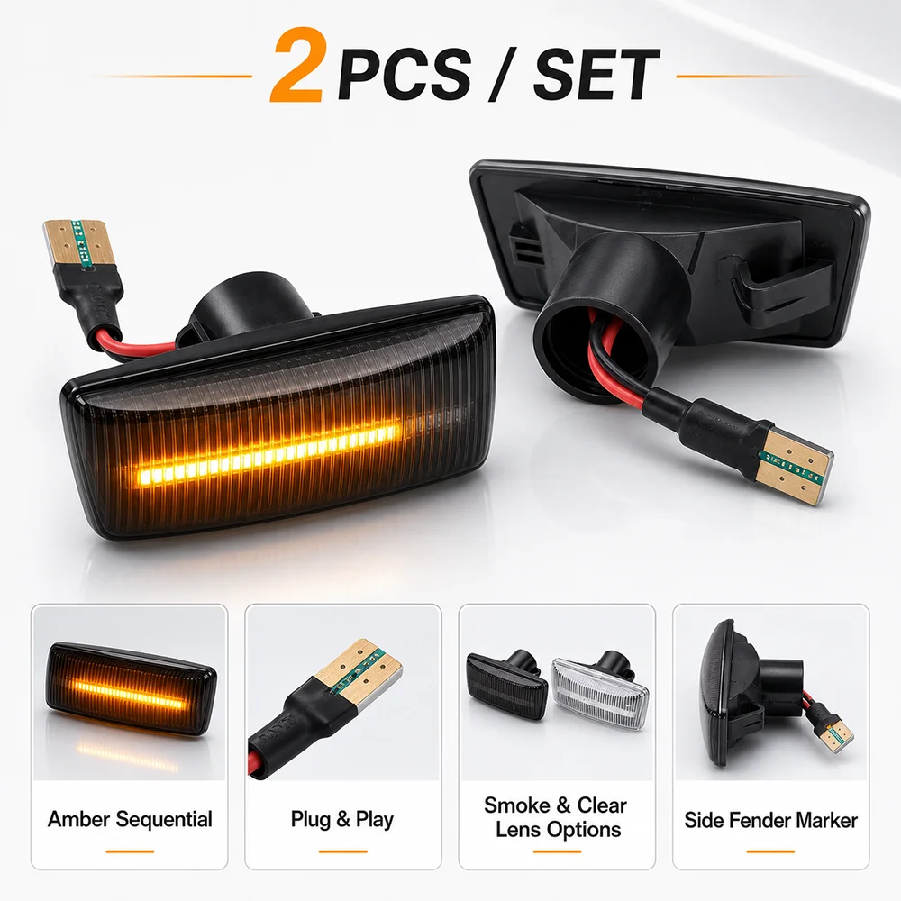 2CPS(Right&Left) 1713423 1713424 Side Marker Turn Signal Light for Opel Astra H Corsa D Insignia Zafira B