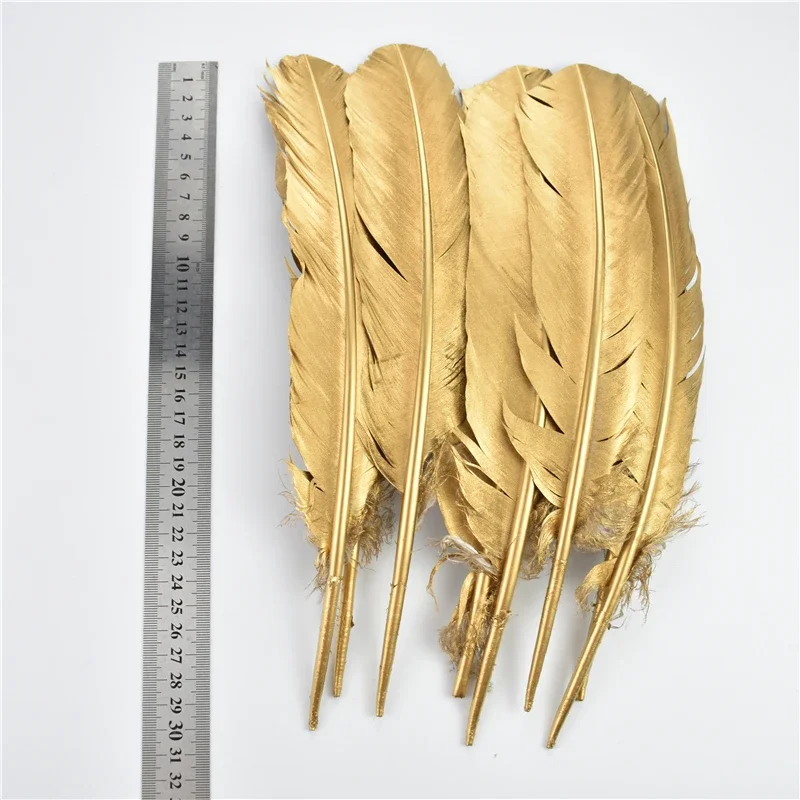 Gold- und Silber-Gänsefedern für Bastelarbeiten, goldene Enten- und Truthahnfedern zur Dekoration von Hüten, Traumfänger, Vasen und als Hochzeitsaccessoires – Detail 6