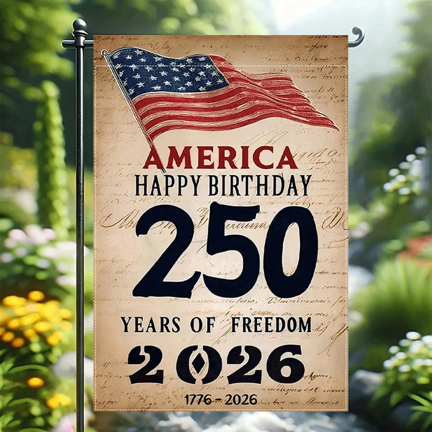1776-2026 Celebrating Freedom America Garden Flag 250 Years USA Independence Day Patriotic Decor Garden Banner Reusable 12 x ZZM