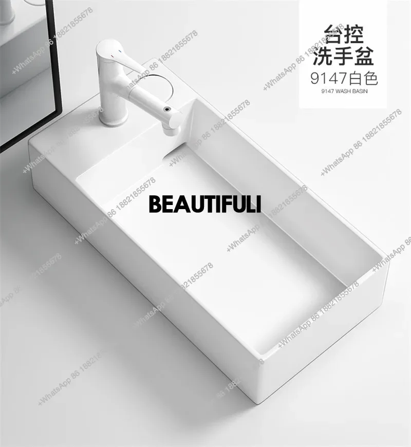 RR Hand basin ultra narrow 30cm, console rear drainage, vertical installation, balcony, washing machine, household washbasin
