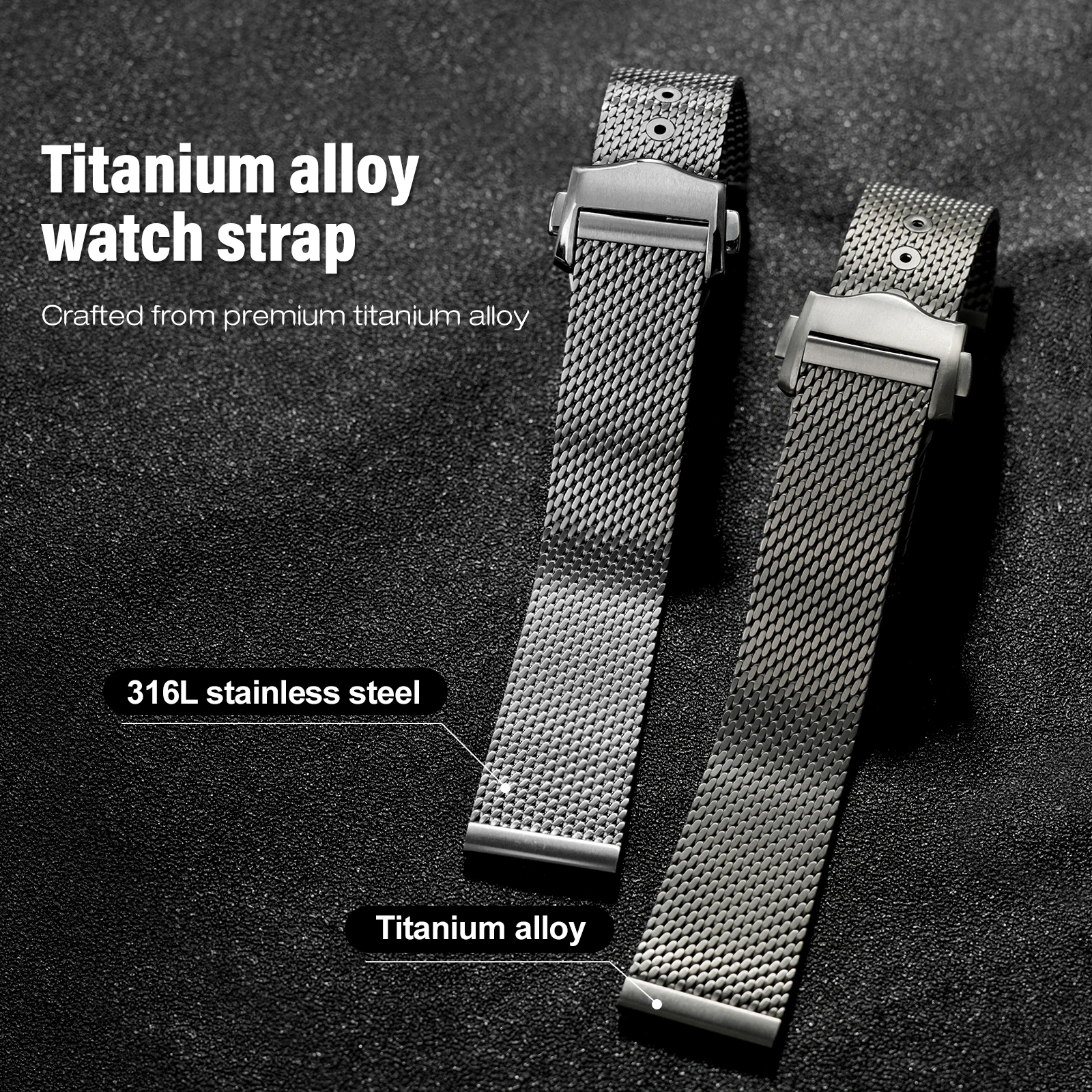 Watchdives High-quality Watch Strap Adjustable Grade 2 Full Titanium Mesh Strap 20mm Universal Bracelet Premium Watch Strap