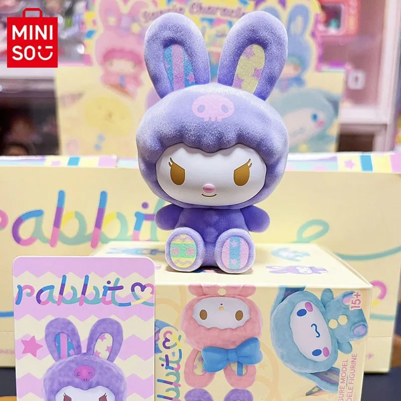 

MINISO Sanrio Rabbit Cinnamoroll Kulomi Genuine Blind Box Flocking Garage Kit Doll Gift Ornament Surprise Doll Trendy Play Toy