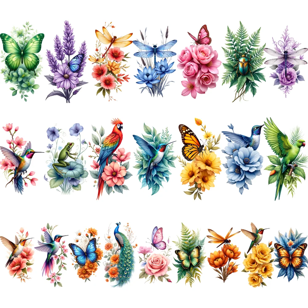 

9pcs Temporary Tattoo Butterfly Waterproof Long-lasting Body Stickers Peacock Floral Temporary Tattoo Stickers Dragonfly