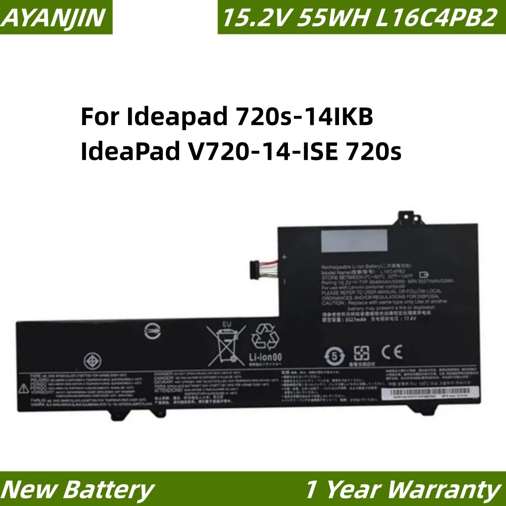 

L16C4PB2 L16L4PB2 L16M4PB2 15.2V 55Wh Laptop Battery For Ideapad 720s-14IKB IdeaPad V720-14-ISE 720s Notebook K42-80