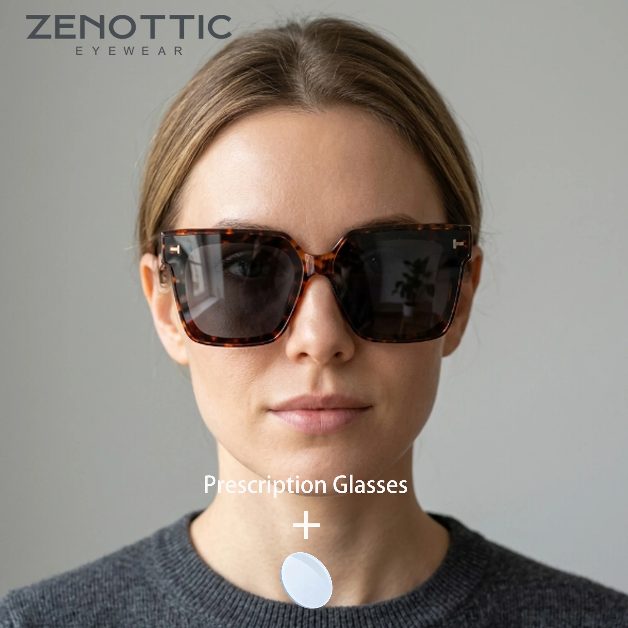 ZENOTTIC L Size Acetate Butterfly Prescription Sunglasses for Women Polarized UV400 Graduated Anti Glare Glasses