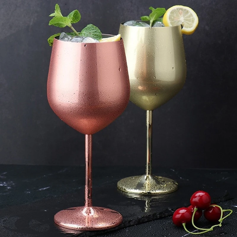 500ML Stainless Steel Goblet Red Wine Cocktail Glass Unbreakable Metal Tall Champagne Glass Bar KTV European Style Goblet Glass