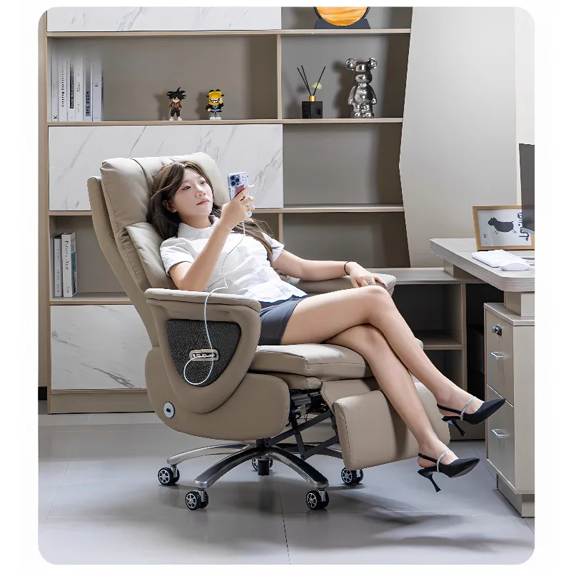 

Leather massage electric boss chair recliner nap high-end office chair comfortable sedentary home computer chair