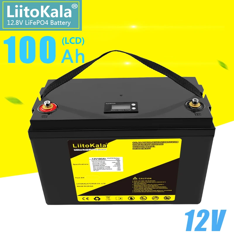 LiitoKala 12V 100Ah 120Ah LiFePO4 Battery 12.8V Power Batteries 4000Cycles For RV Campers Golf Cart Off-Road Off-grid Solar Wind