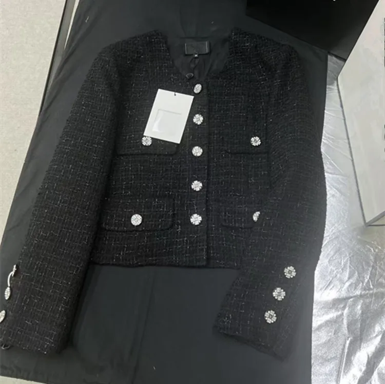 Customization European women's clothing - new summer styles in 2026 Long-sleeved black single-button tweed coat