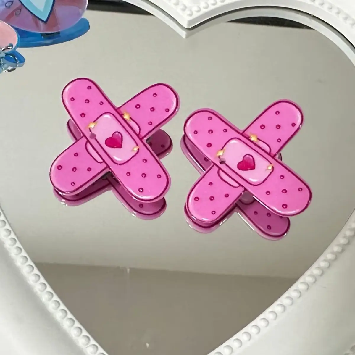 Cartoon Love Heart Adhesive Bandage Hair Clip Creative Cute Fun Sweet Harajuku Lolita Aesthetics Y2k Hair Accessories for Girls