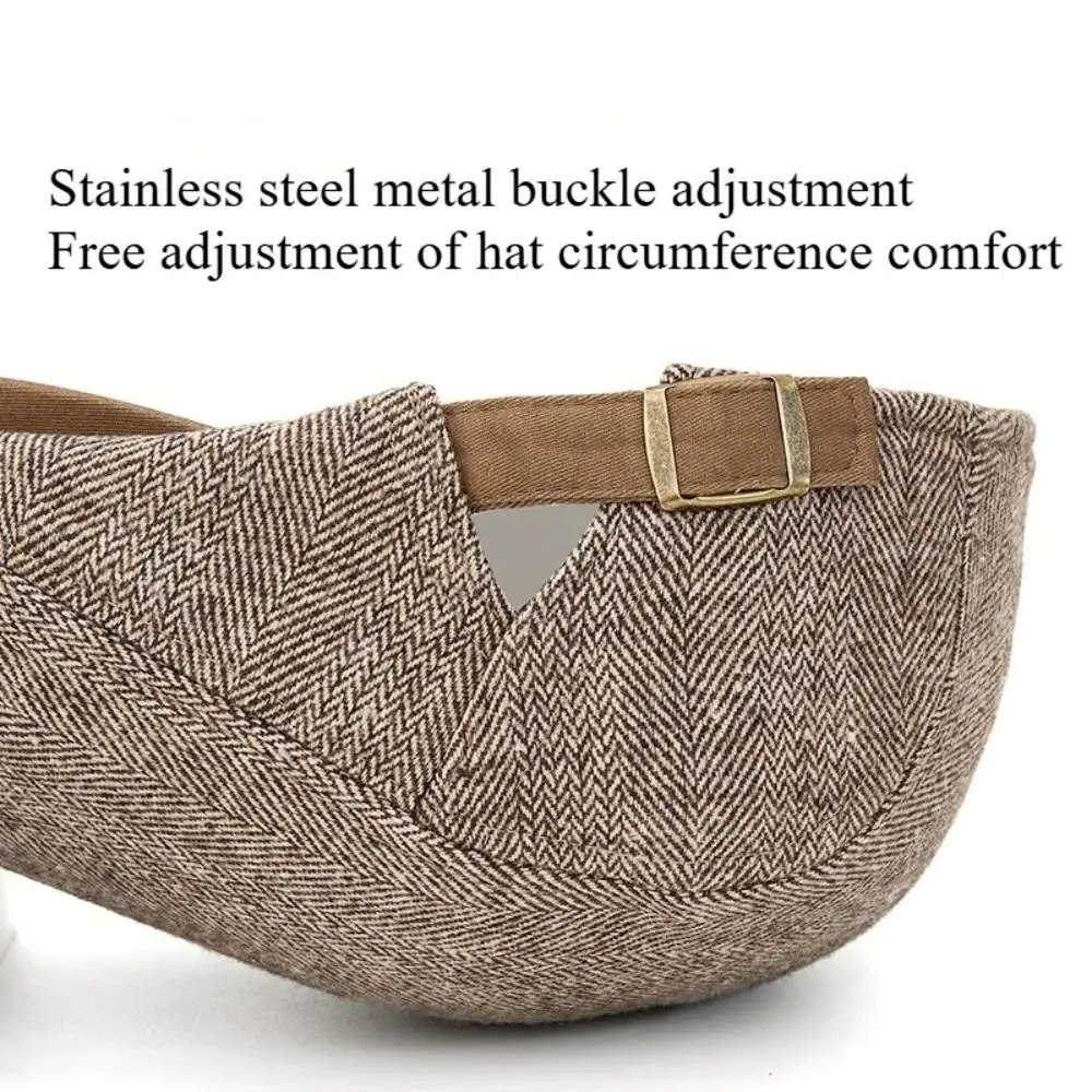 

Retro Adjustable Newsboy Caps Grid Design Herringbone Pattern Berets British Style Painters Hats Spring and Autumn Adjustable