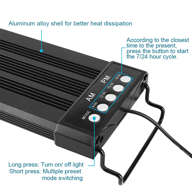 Imagem -03 - Smart Control Led Aquarium Light Full Spectrum Escurecimento do Tanque de Peixes Luzes do Suporte Planta de Água Crescer Coral Reef Wrgb