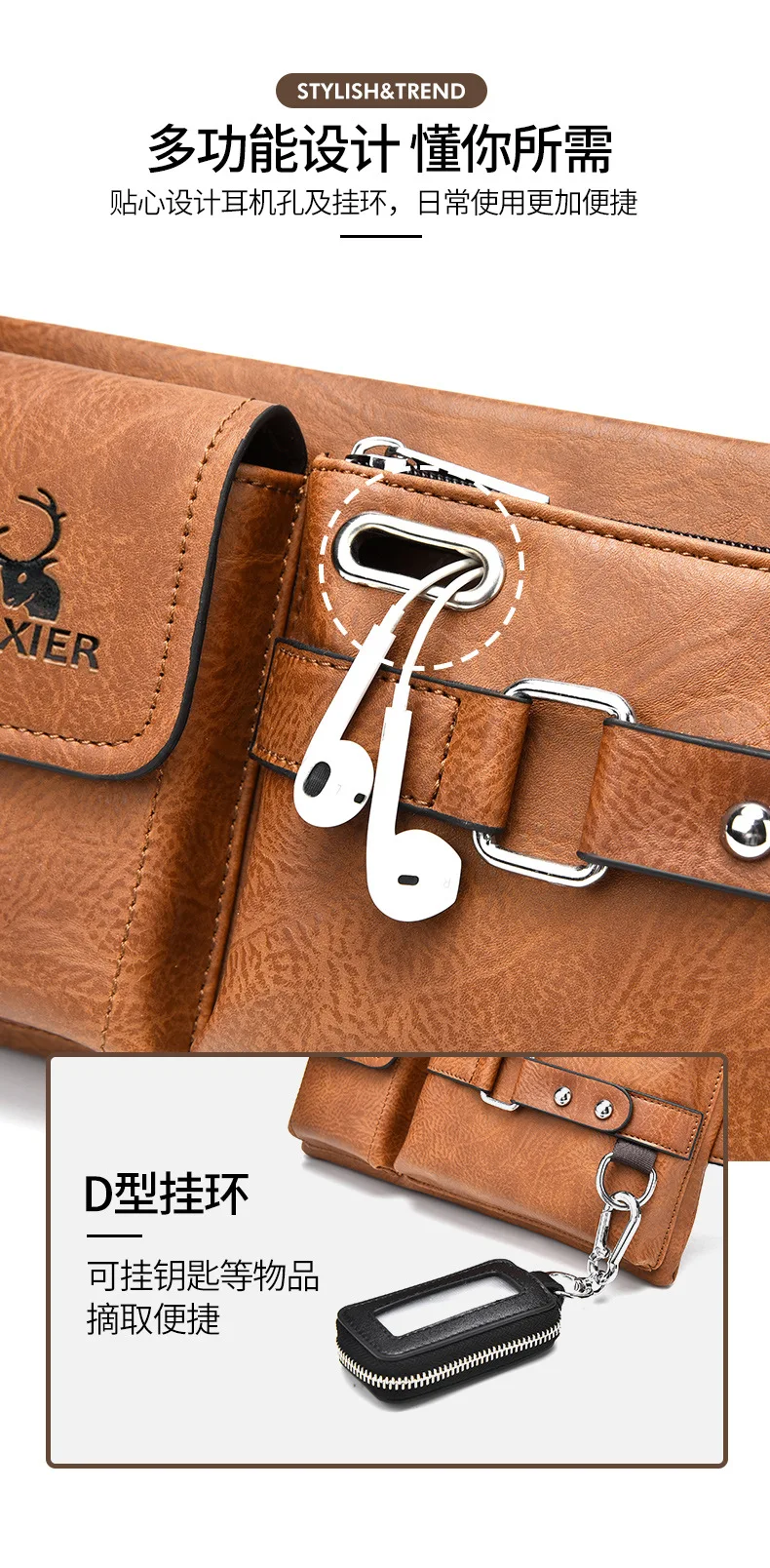 WEIXIER Fashion Multifunction Crossbody Bag for Male Bags waist bag Shoulder Messenger Bags Short Trip Chest Bag Portable Bag 가방