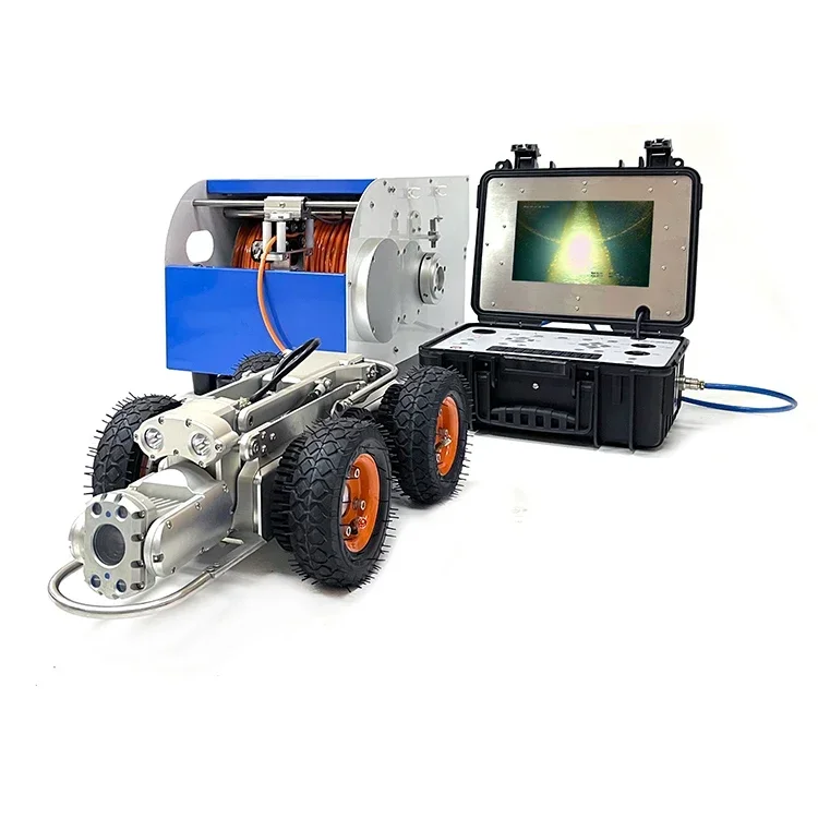 IP68 Waterproof Wheeled Sewer Pipe Inner Remote Inspection Crawler Robot PTZ