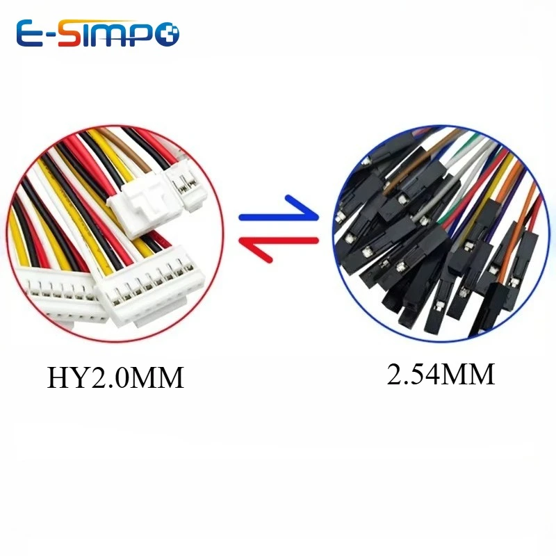 10 قطعة HY2.0 إلى دوبونت خط سلك إلكتروني-2P/3P/4P/5P/6 دبوس إلى 2.54 مللي متر دوبونت ذكر/أنثى سلك موصل كابل ملون