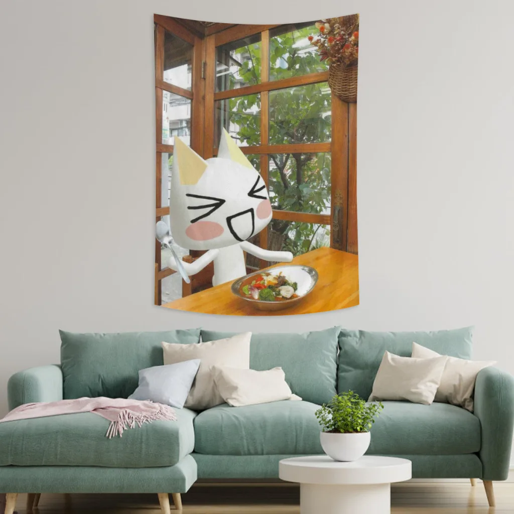 Inoue Toro Cute Cat Tapestry  Room Décor Aesthetic Home Decoration Bedroom Wall Art