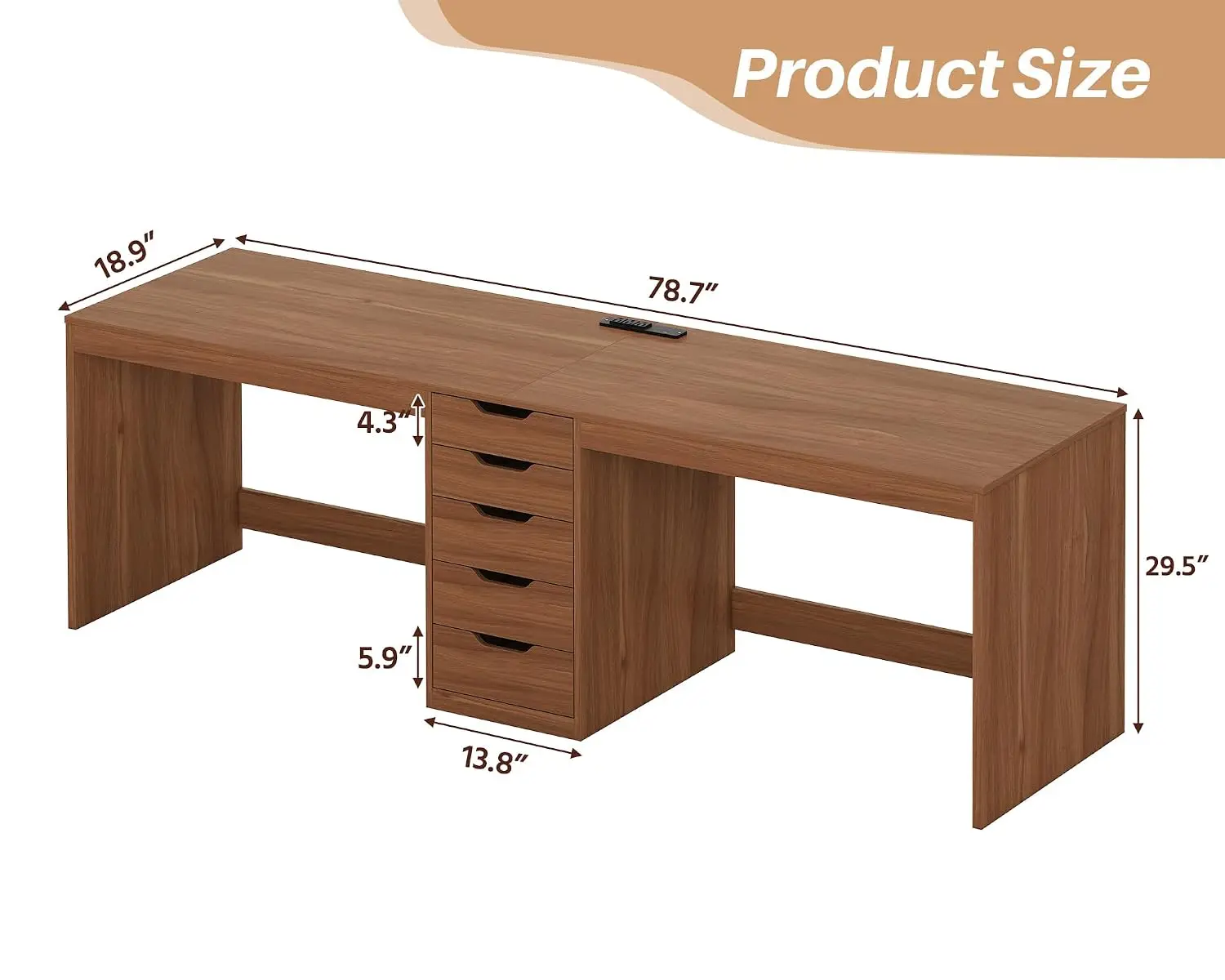 79 Inch 2 Person Desk with 5 Drawers & Outlets, Home Office Computer Desk with Storage, Double Workstation, Brown, Customized
