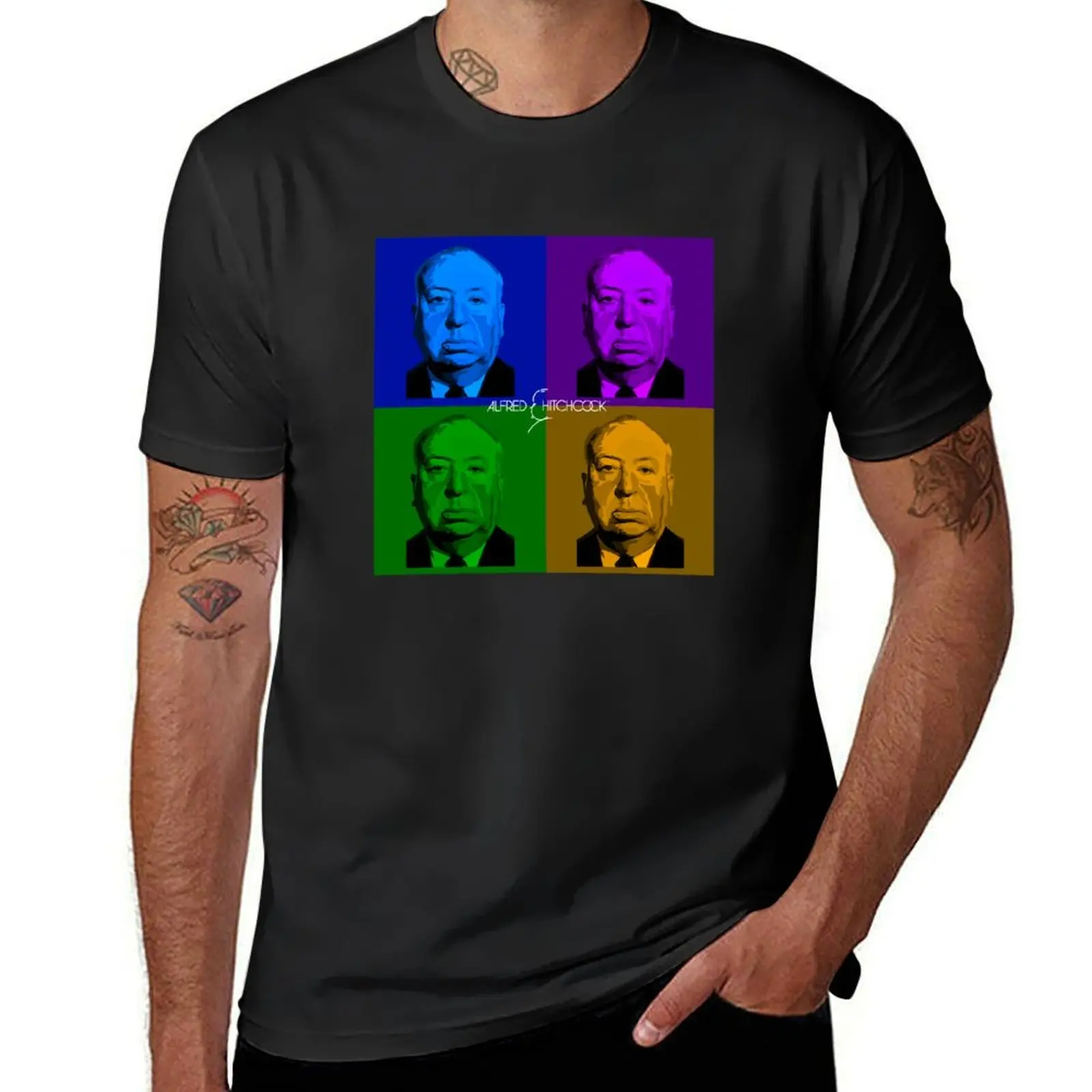 Fanart Alfred Hitchcock drawing in pop-art T-Shirt anime sublime customizeds mens graphic t-shirts pack