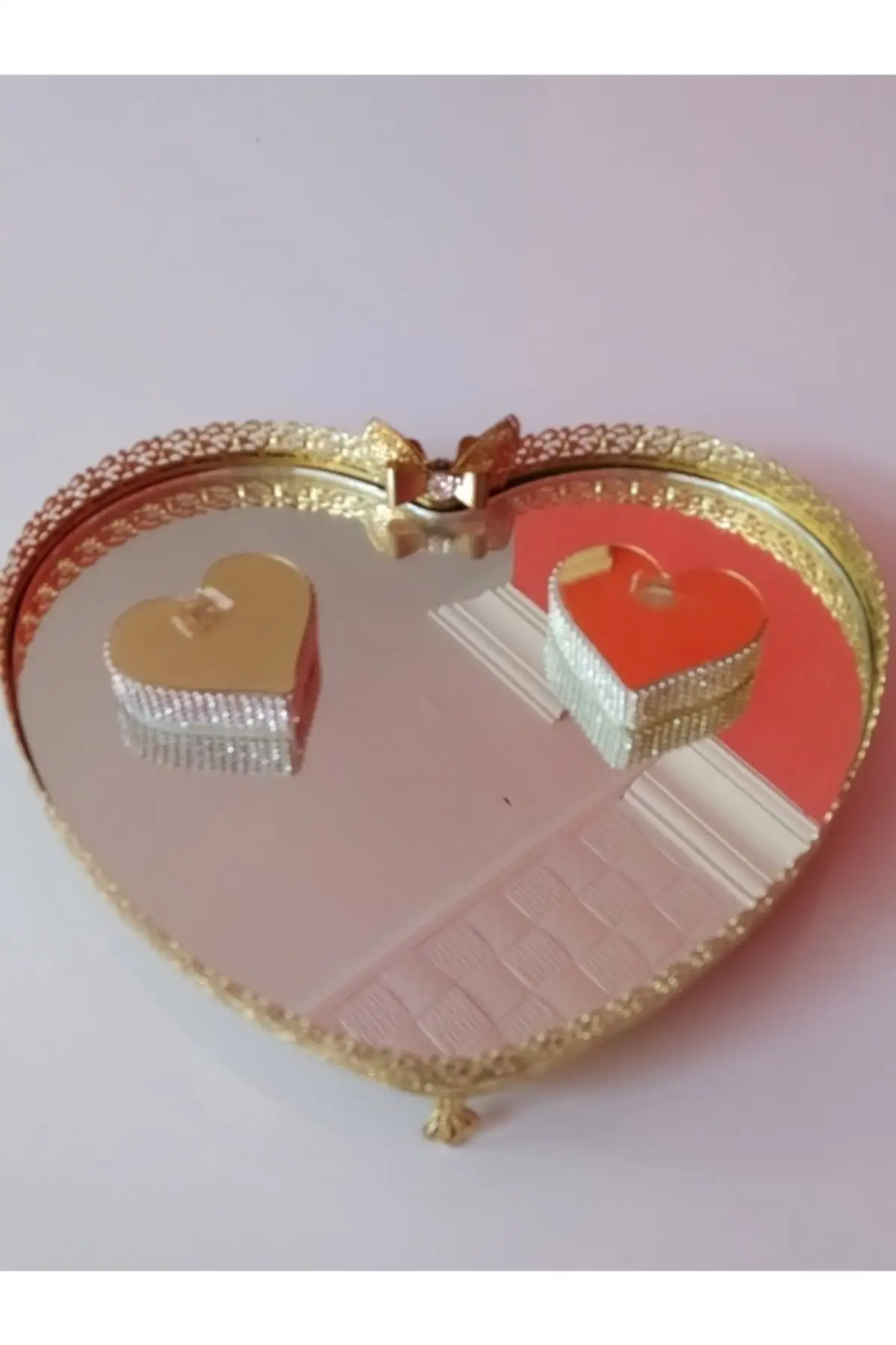 DOLBOVI luxury Heart Taşli Gold Promise Engagement tray tray поднос plateau luxury