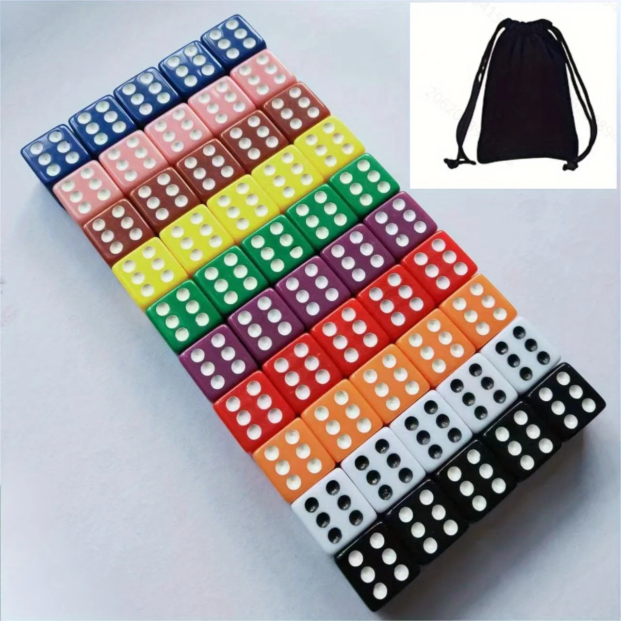 100 Pieces, 50 Pieces, 10 Pieces, A Set Of Acrylic Dice 0.62-inch Game Dice, Math Games -10 Colors,Free Velvet Storage Bag