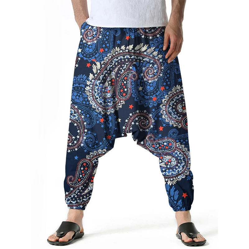 Men's Harem Cargo Pants Peris Pattern Printed Casual Yoga Trouser Breathable Lightweight Quick Drying Mens Clothing