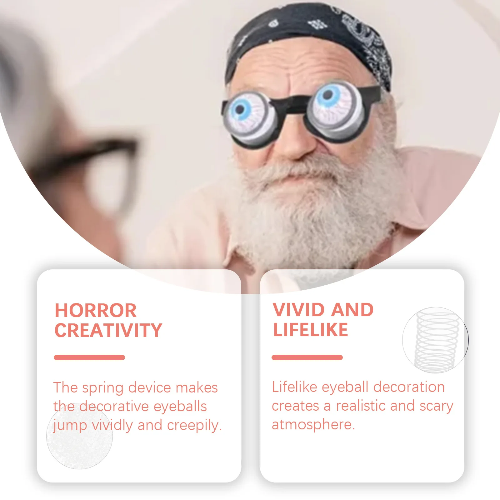 نظارات الهالوين المخيفة، رعب مخيف، مزحة مضحكة، ملحقات تزيين الحفلات، تصميم إبداعي، نظارات جهاز الربيع