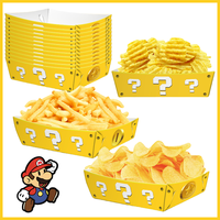 12pcs Super Mario Theme Party Snack Trays Box Cartoon Kids Birthday Party Supplies Candy Popcorn Nacho Snack Food Holders