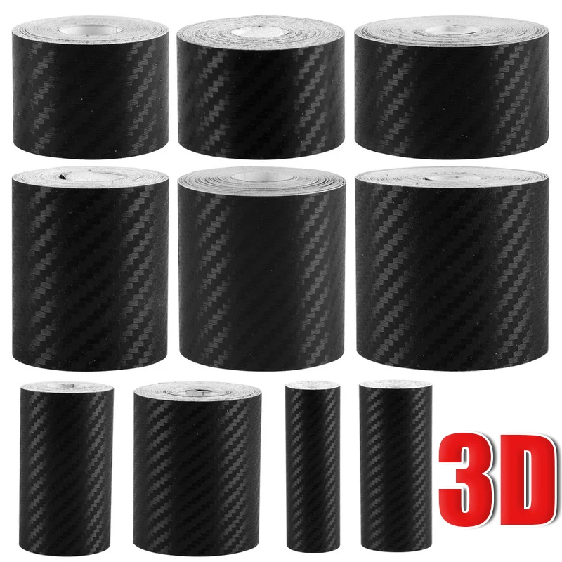 3D Car Carbon Fiber Sticker Door Sill Side Anti-Scratch Tape Auto Body DIY Protector Strip Decor Waterproof Protect Film 10/5M