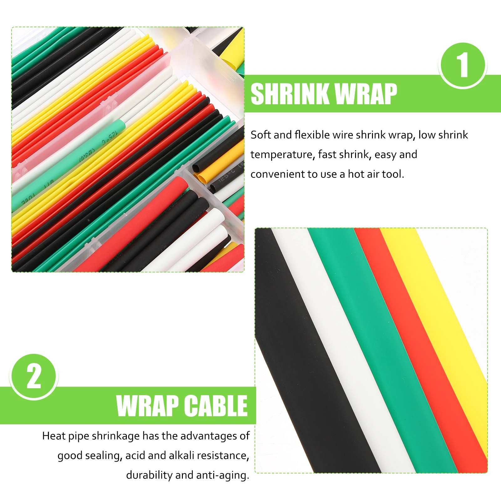 

1 set Heat Shrink Tubing Kit 18 AWG Wire Insulation PE Tube Cable Wrap Electrical Harness Protection Shrinking Sleeving