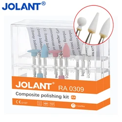 JOLANT 9pcs/Box Dental Composite Polishing For Low Speed Handpiece Contra Angle Kit RA0309 Ceramic Silicone Rubber Polisher Set