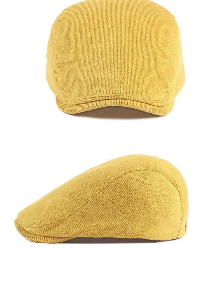 Herren Strick-Ivy-Flatcap, klassische einteilige Newsboy-Mütze, weiche, atmungsaktive, einfarbige Baskenmütze mit verstellbarem Snapback für – Detail 4