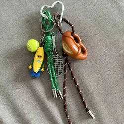 Ins Niche Personalized Baseball Car Keychain Bag Pendant Couple Woven Hanging Rope Decoration Bag Accessories