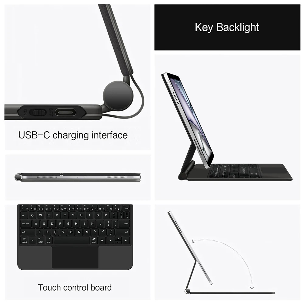 HUWEI لوحة المفاتيح السحرية لجهاز iPad Air 6 7 11 بوصة حافظة 2025 2024 iPad Pro 11 "13" Funda iPad A16 11th 10th Generation Pro 12.9 Cover