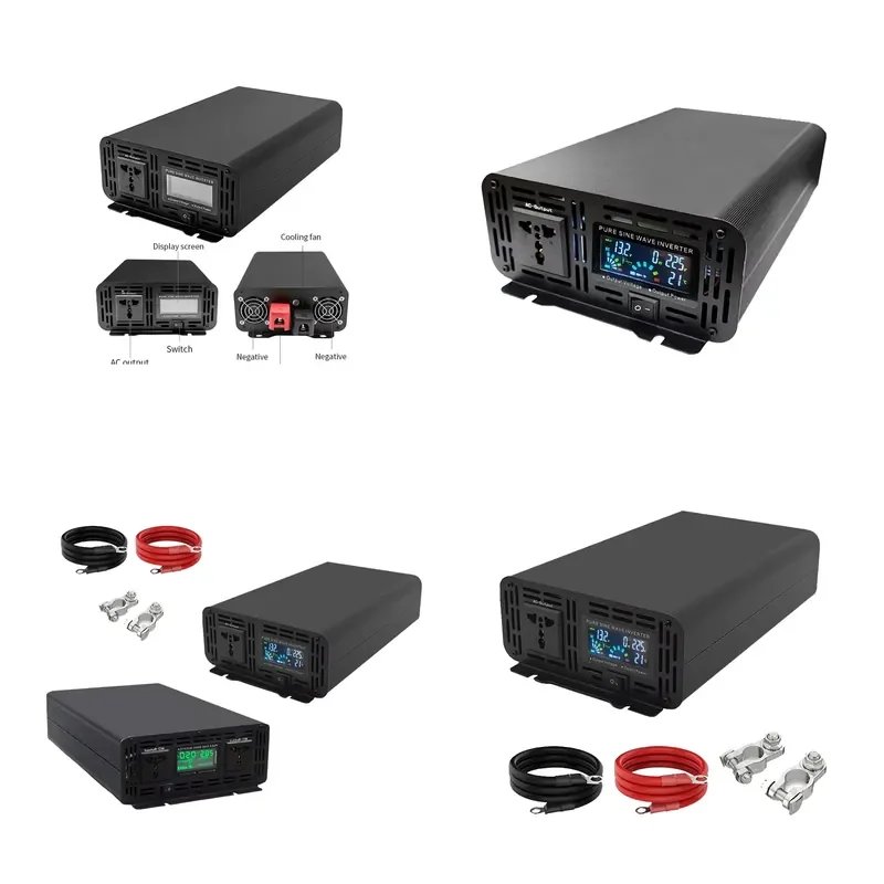 5000W 10000W Peak Pure Sine Wave Inverter DC 24V 48V to AC 110V 220V 230V Single Phase Converter 50A 30A for Car Home