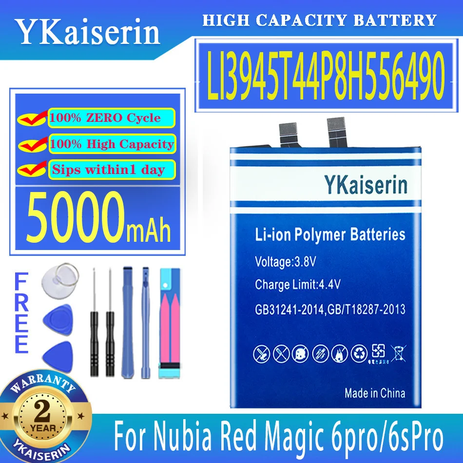 YKaiserin 5000mAh Replacement Battery LI3945T44P8H556490 For ZTE Nubia Red Magic 6/6S Pro 6pro NX669J-P Moile Phone