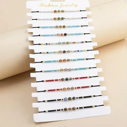 12pcs Natural Stone Bead Braided Bracelet Set For Women Girls Jewelry Gifts