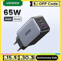 UGREEN 65W GaN Charger Quick Charge 4.0 3.0 USB C Charger for iPhone 16 15 14 Pro Max Laptop Macbook Air Tablet PD Fast Charger