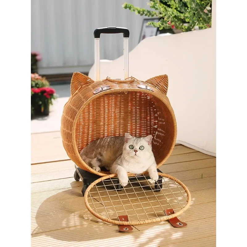 Cat bag out portable cat cart cat cage pet car luggage