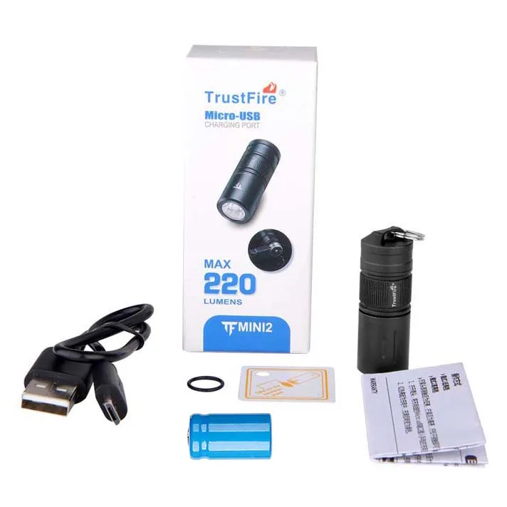 BVBV TrustFire MINI2 CA18-3X 220 Lumens 2-Mode Mini USB Charging LED Flashlight+1X10180