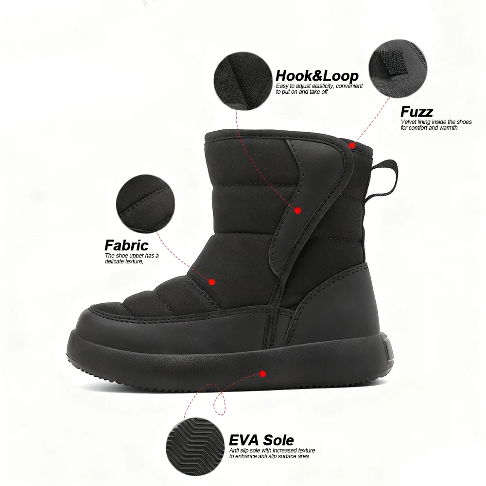 Winter Children's Snow Boots Shoes Plush Anti-Slip Casual Waterproof Thicken For Boys Girls Cotton Outdoor Kids Sneakers image 5