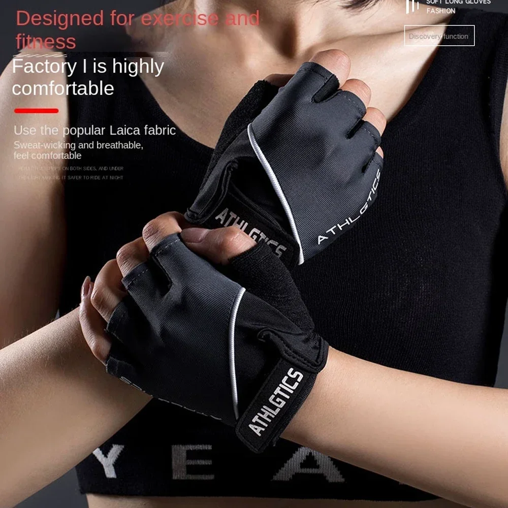 1Pair Breathable Cycling Gloves Workout Gym Gloves for Men Women Weight Lifting Fingerless Gloves Training Exercise Fitness