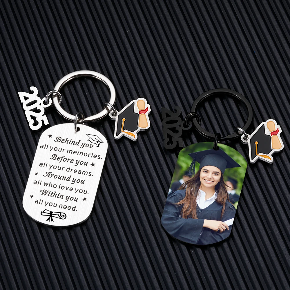 Personalized Graduation Gifts for Her Him Custom Photo Keychain Class Of 2025 Gift Keychains for High School University College