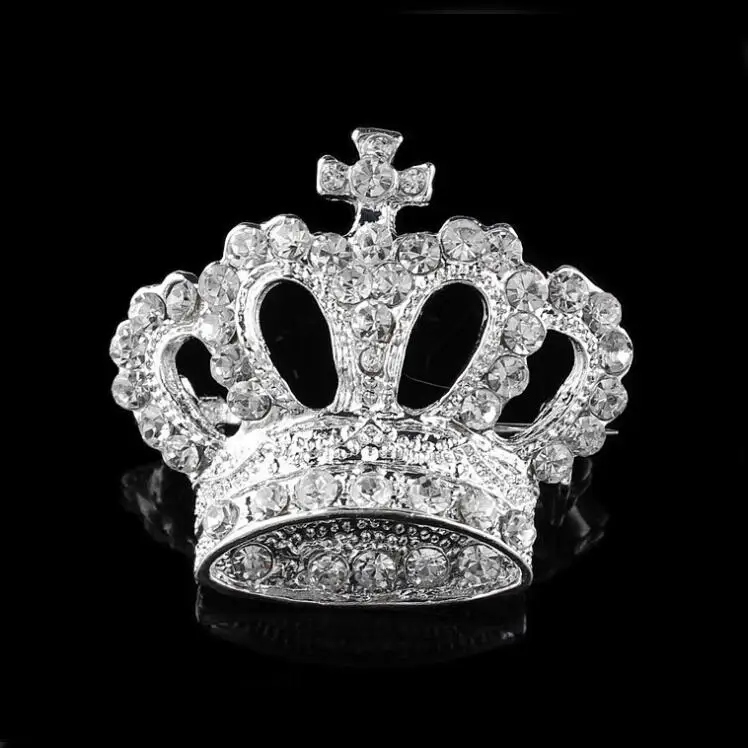 Fashion Crystal Victoria King Queen Crown Brooch Pin Wedding