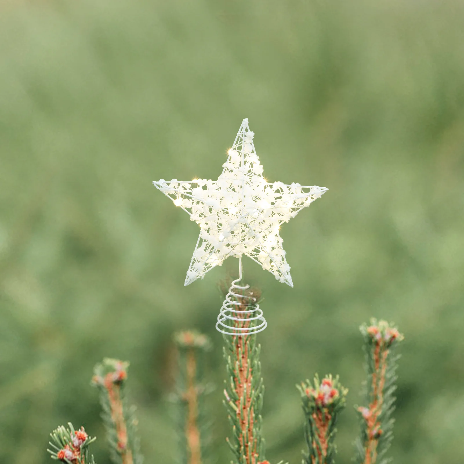 เทศกาลเครื่องประดับต้นไม้ Top Star ตกแต่งคริสต์มาส Xmas Topper Light Treetop Silver