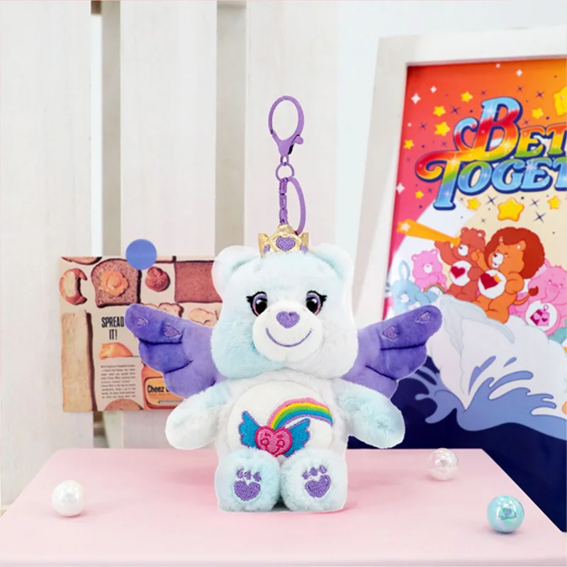 

Плюшевый брелок Care Bears 15 см с крыльями ангела и короной, милый мультяшный медведь, подвеска для сумки, мягкий кулон, украшение для рюкзака, для коллекционеров
