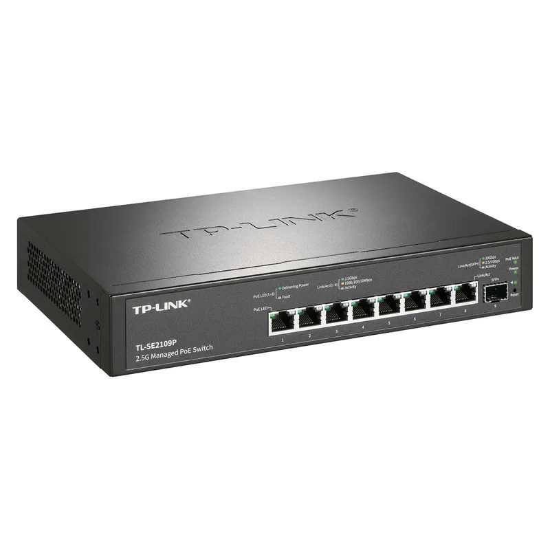 محول TP-LINK 9-Port 2.5G PoE مع 8-2.5Gbps PoE @115W و1-10Gb SFP+ Uplink TL-SE2109P