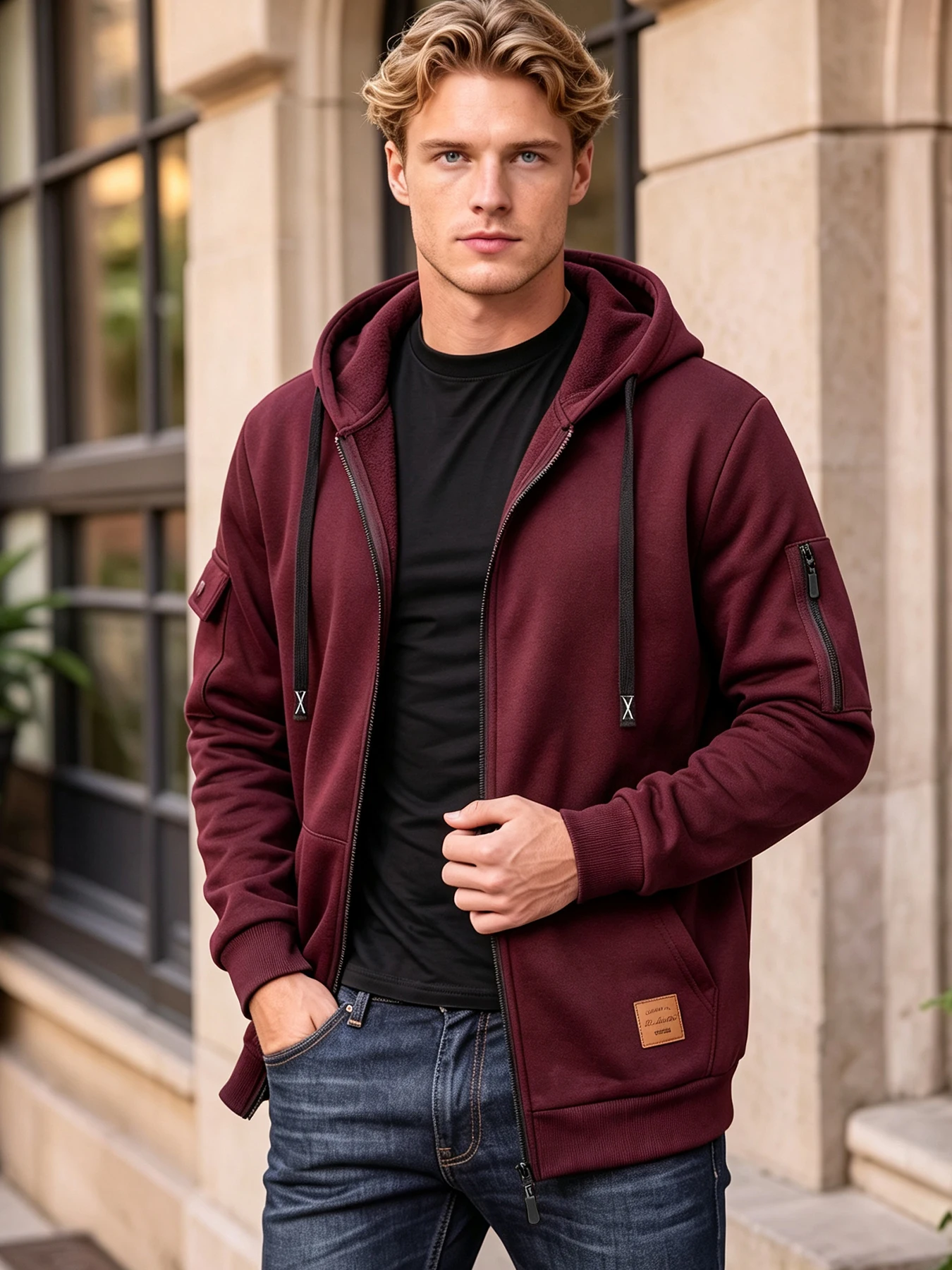 Men's Cargo Jacket Multi Pocket Full Zip Hooded Coat Utility Casual Outwear Streetwear Jackets for Men Autumn Winter