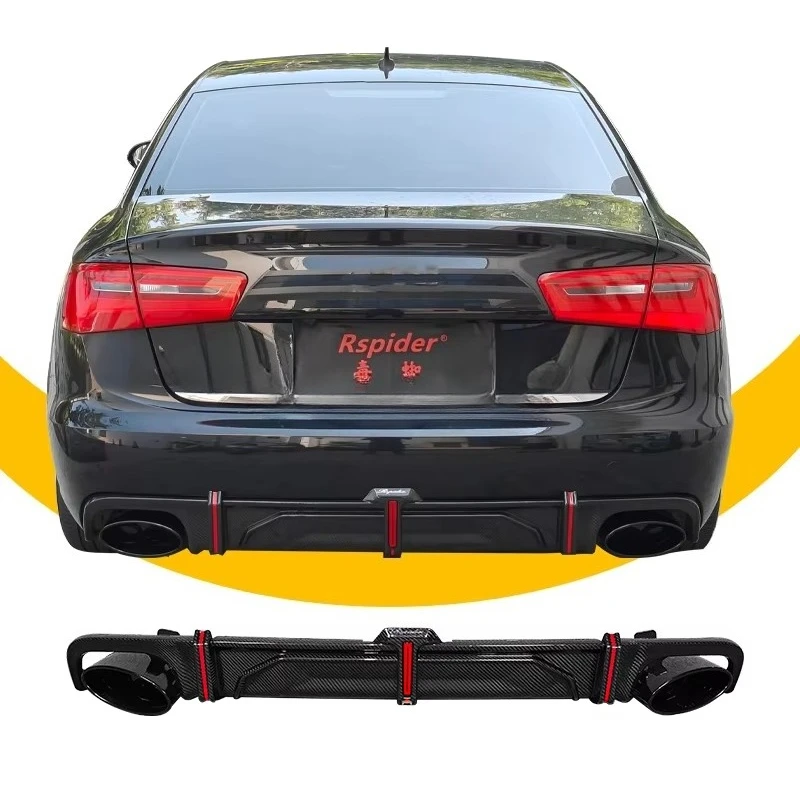 Carbon New Dry Carbon RS6 Rear Diffuser With Clips For Audi A6 2012-2015 (Clip-On Retrofit Upgrade)